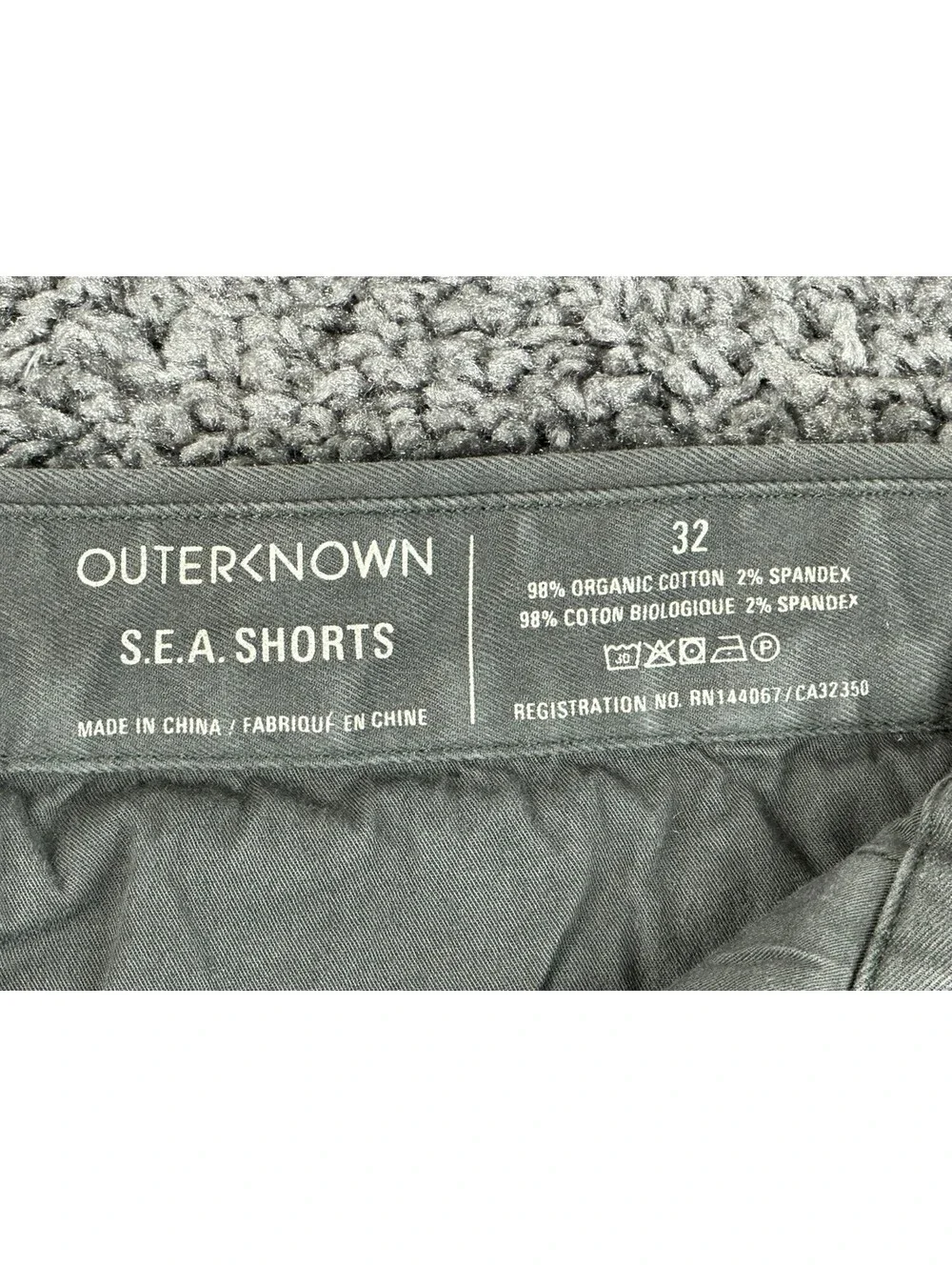 Outerknown S.E.A. Shorts Mens Gray Organic Cotton Stretch Chino 8
